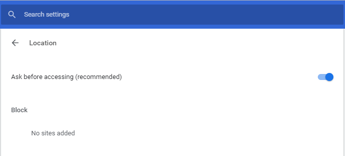 Google Chrome Location Settings