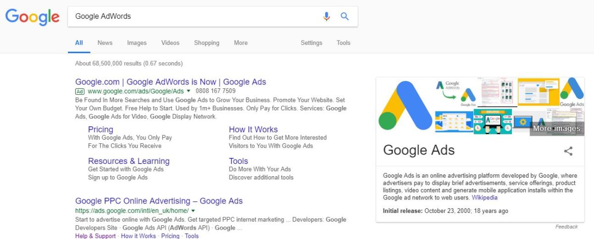 Google Ads SERP