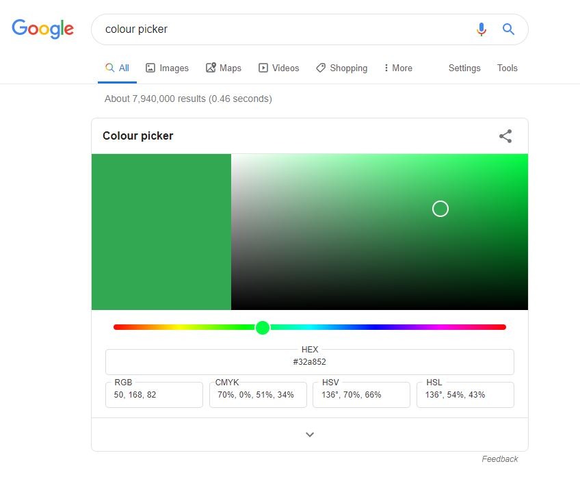 Google Colour Picker Snippet