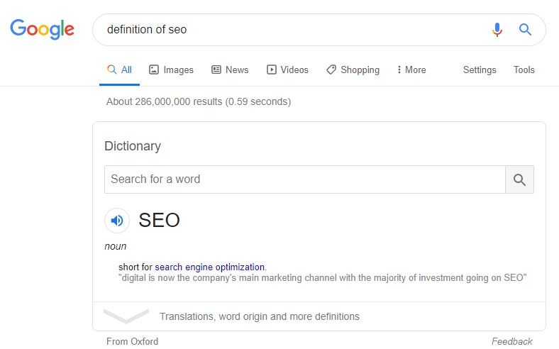 Google Dictionary Snippet