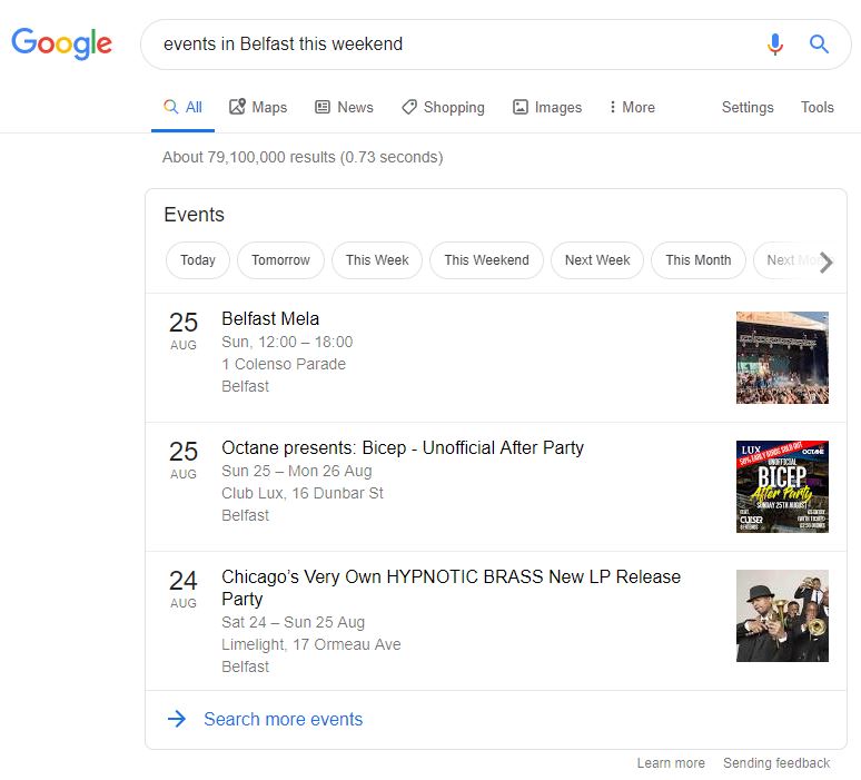 Google Events Snippet