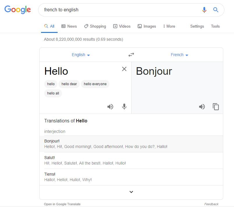 Google Translate Snippet