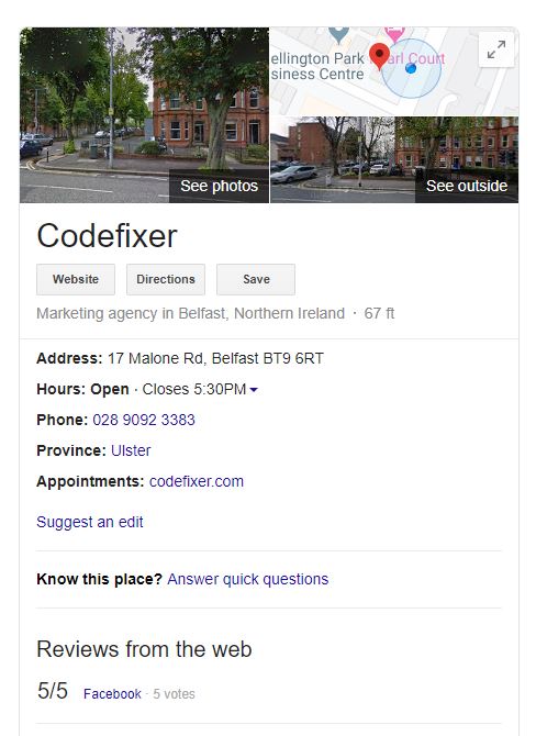 Google knowledge panel