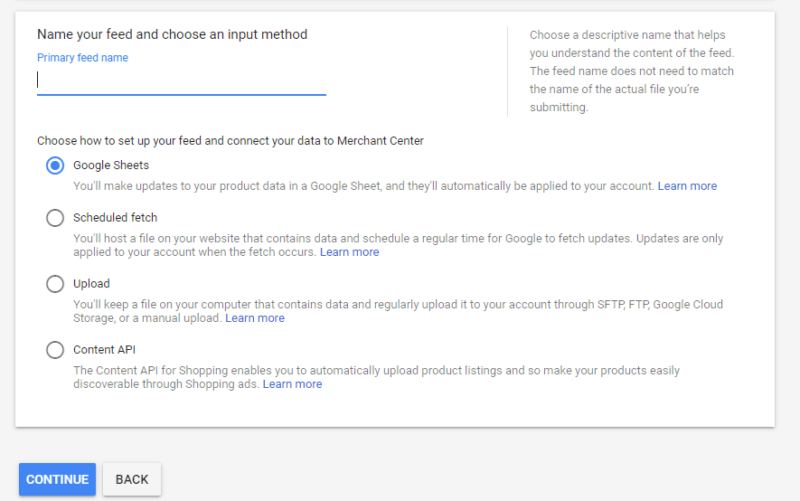 Google Shopping Feed Setup Step 2