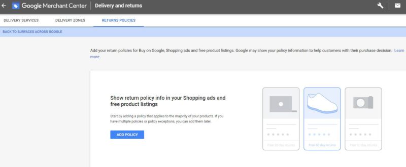 Google Merchant Center Returns Policy