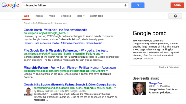 Google Miserable Failure George Bush