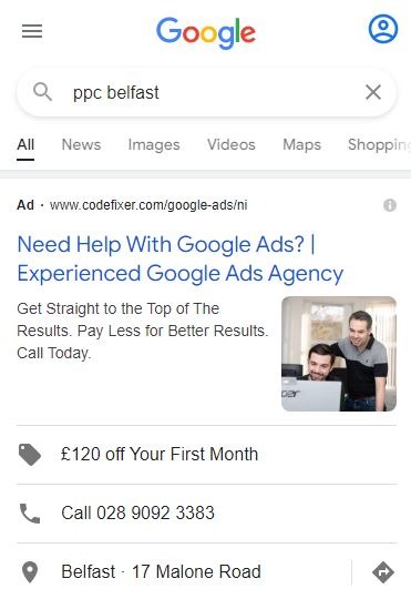 Google Ads Image Extensions Example